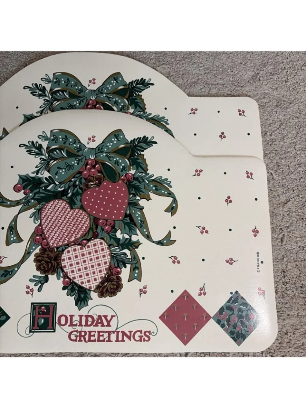 Vintage Franco Christmas Vinyl Placemats 18X12